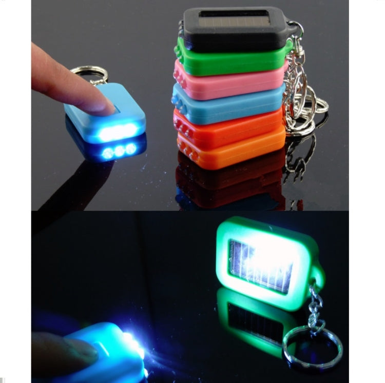 4 PCS Amorphous Silicon Solar LED Portable Keychain Three Lights Mini Flashlight, Random Color Delivery