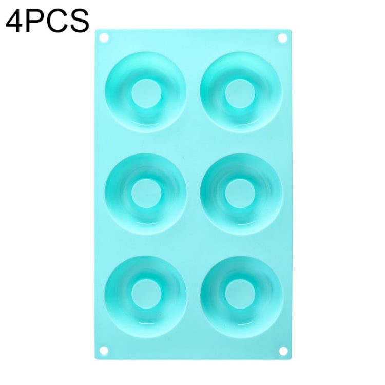 4 PCS 6 Grid Donuts Silicone Sushi Bread Mold DIY Oven Baking Tools(Green Bicolor)