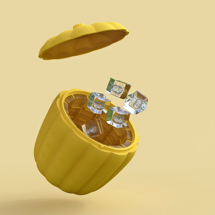 Silicone Pumpkin Shape Ice Bucket with Lid(Yellow)