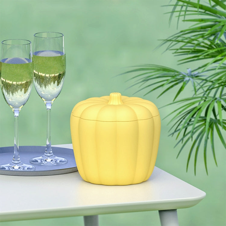 Silicone Pumpkin Shape Ice Bucket with Lid(Yellow)