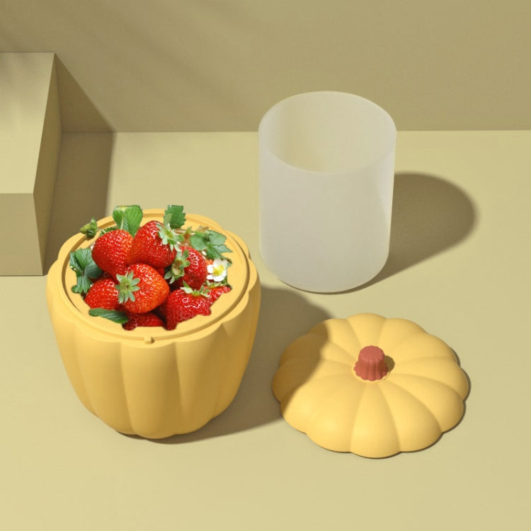 Silicone Pumpkin Shape Ice Bucket with Lid(Yellow)