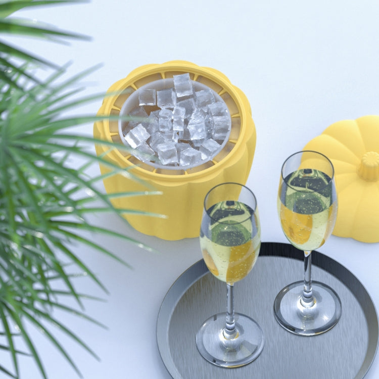 Silicone Pumpkin Shape Ice Bucket with Lid(Yellow)