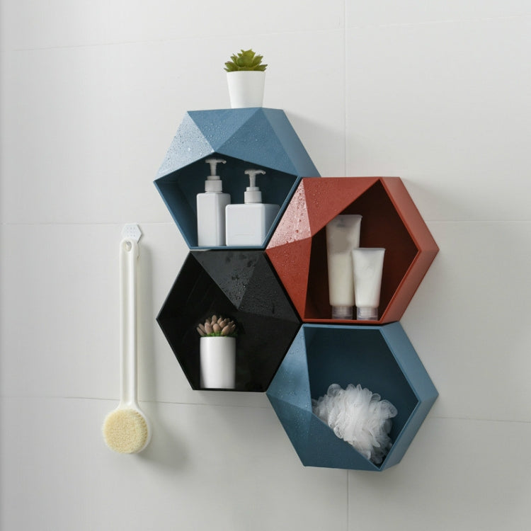 Multifunctional Home Geometric Shape Wall Shelf Bathroom Wall hanging Perforated Storage Rack Random Colour