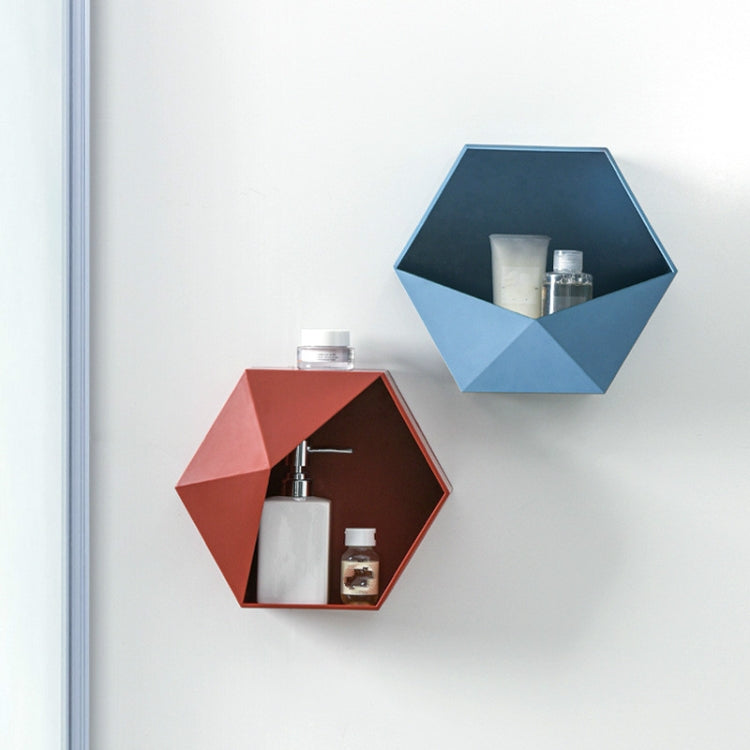 Multifunctional Home Geometric Shape Wall Shelf Bathroom Wall hanging Perforated Storage Rack Random Colour