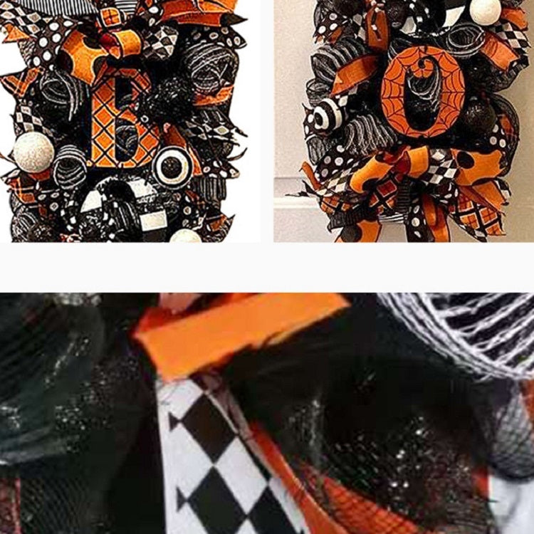 Halloween Wreath Door Hanging Pumpkin Wreath Doorplate Garden Decoration Pendant