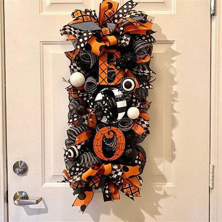 Halloween Wreath Door Hanging Pumpkin Wreath Doorplate Garden Decoration Pendant