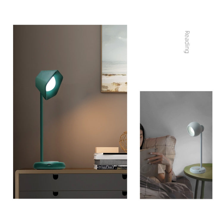 Simple Desktop LED Eye Protection Desk Lamp Student Bedroom USB Charging Reading Lamp, Style:Round(Green)
