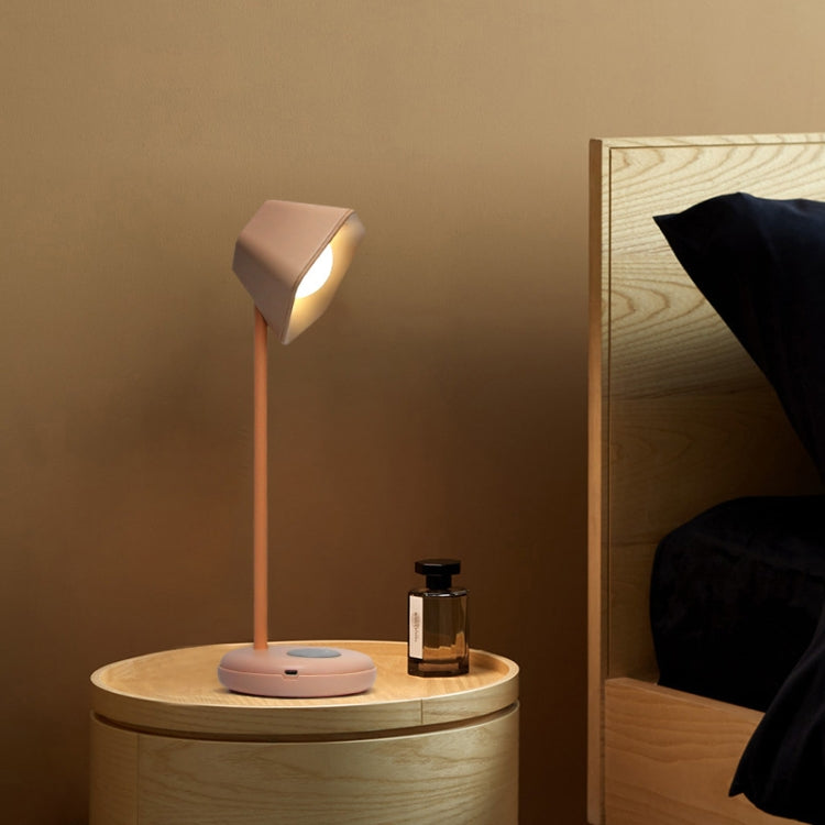 Simple Desktop LED Eye Protection Desk Lamp Student Bedroom USB Charging Reading Lamp, Style:Square(Pink)