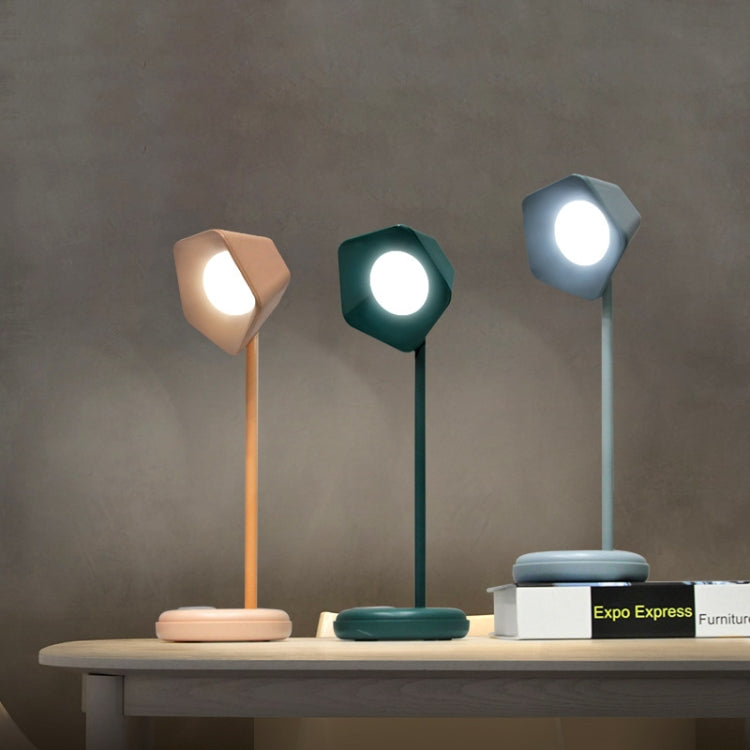 Simple Desktop LED Eye Protection Desk Lamp Student Bedroom USB Charging Reading Lamp, Style:Square(Pink)