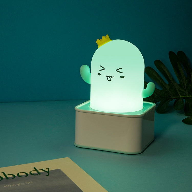 Creative Cactus Silicone Bedside Night Light Decompression Cute Pat Light, Style:Touch Control(Blue)