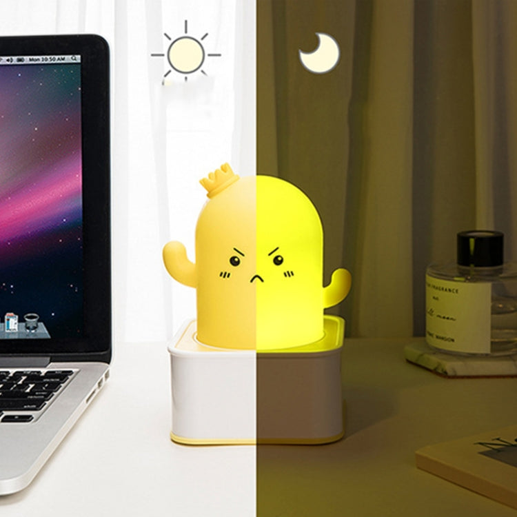 Creative Cactus Silicone Bedside Night Light Decompression Cute Pat Light, Style:Touch Control(Blue)