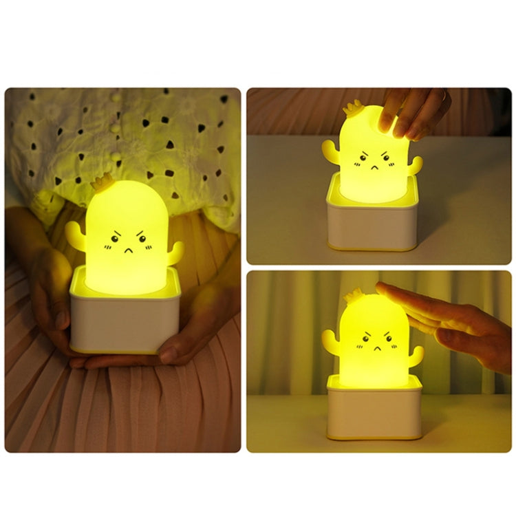Creative Cactus Silicone Bedside Night Light Decompression Cute Pat Light, Style:Touch Control(Blue)