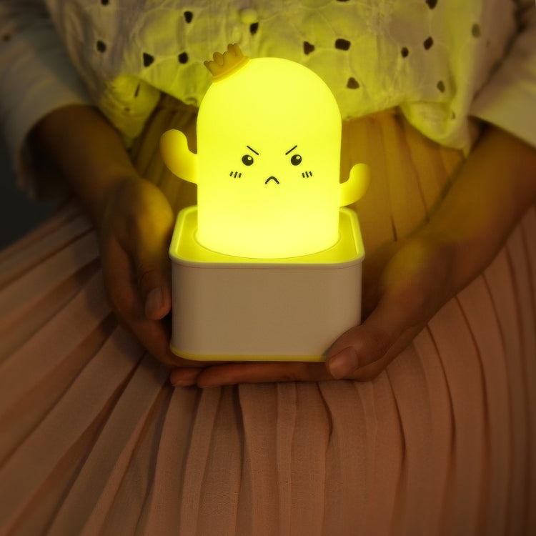 Creative Cactus Silicone Bedside Night Light Decompression Cute Pat Light, Style:Remote Control(Yellow)