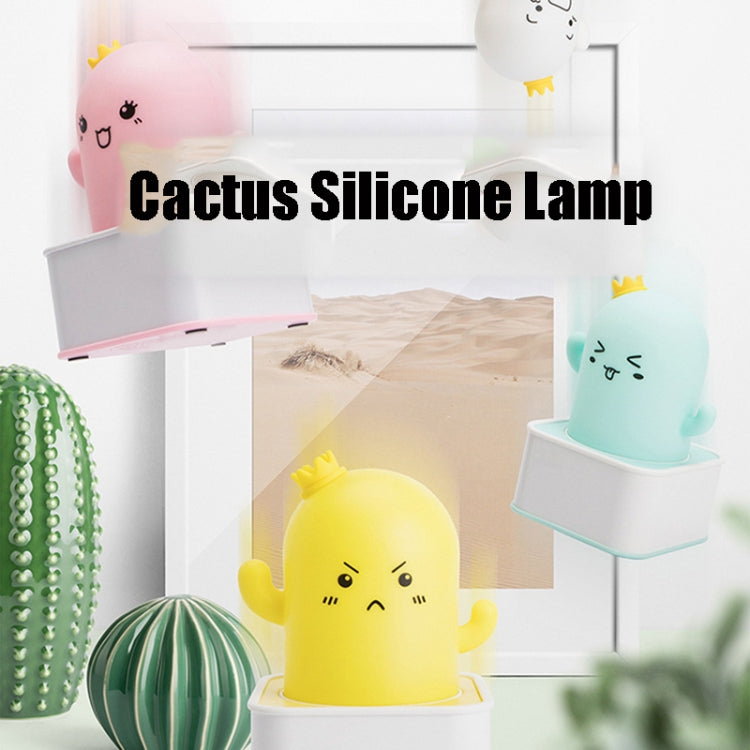 Creative Cactus Silicone Bedside Night Light Decompression Cute Pat Light, Style:Remote Control(Yellow)
