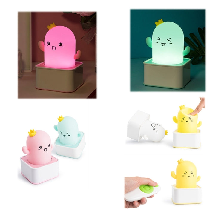 Creative Cactus Silicone Bedside Night Light Decompression Cute Pat Light, Style:Remote Control(Yellow)