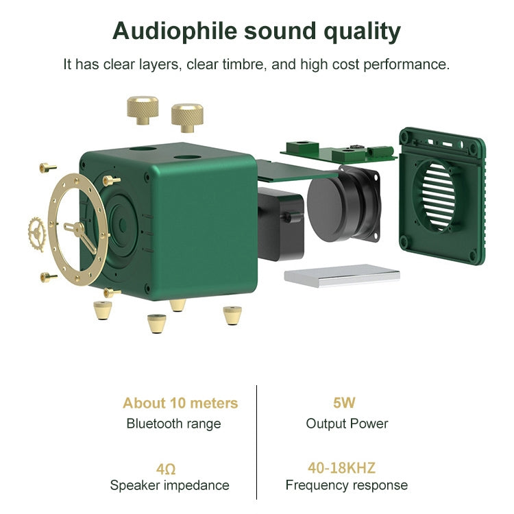 Retro Cat Bluetooth Speaker USB Mini Radio Classical Clock Speaker(green)