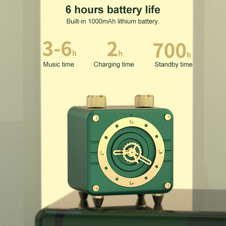 Retro Cat Bluetooth Speaker USB Mini Radio Classical Clock Speaker(green)