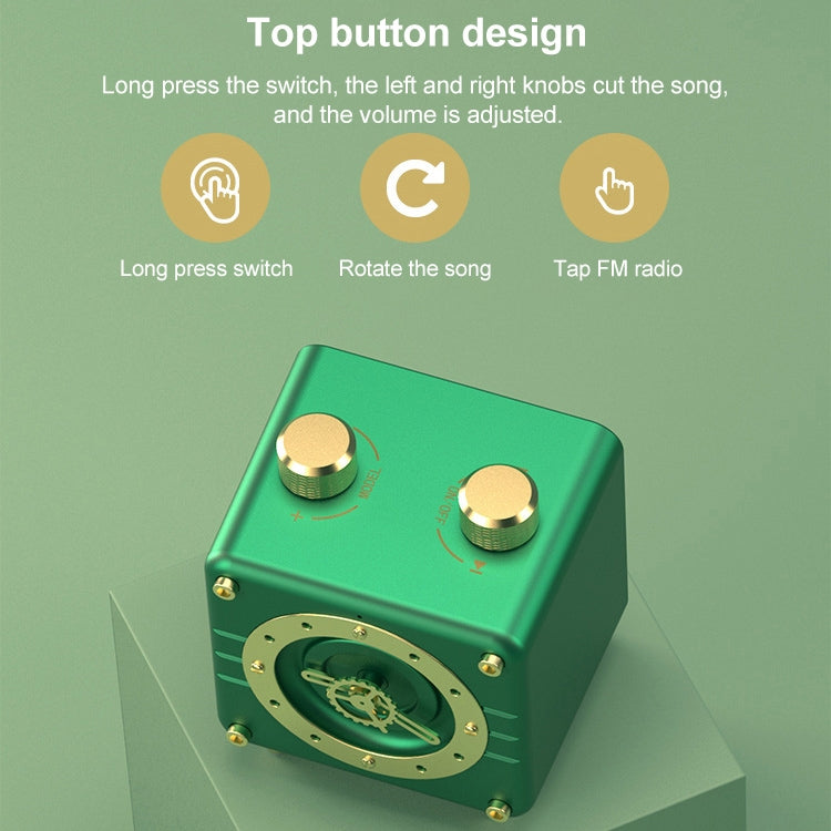Retro Cat Bluetooth Speaker USB Mini Radio Classical Clock Speaker(green)