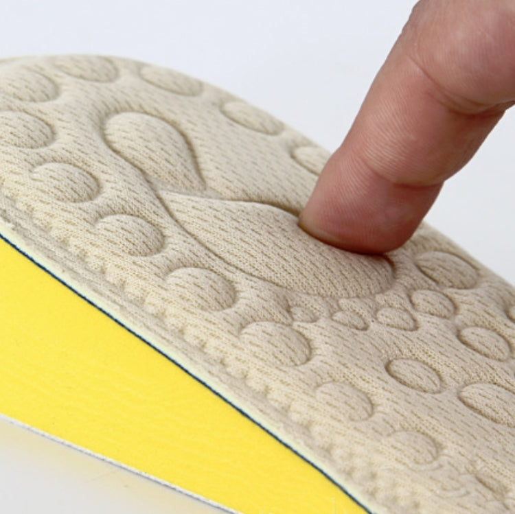 2 Pairs Massage Inner Heightening Insoles Men and Women EVA Breathable Sports Heightening Shoes Full Pad, Size: 37-38