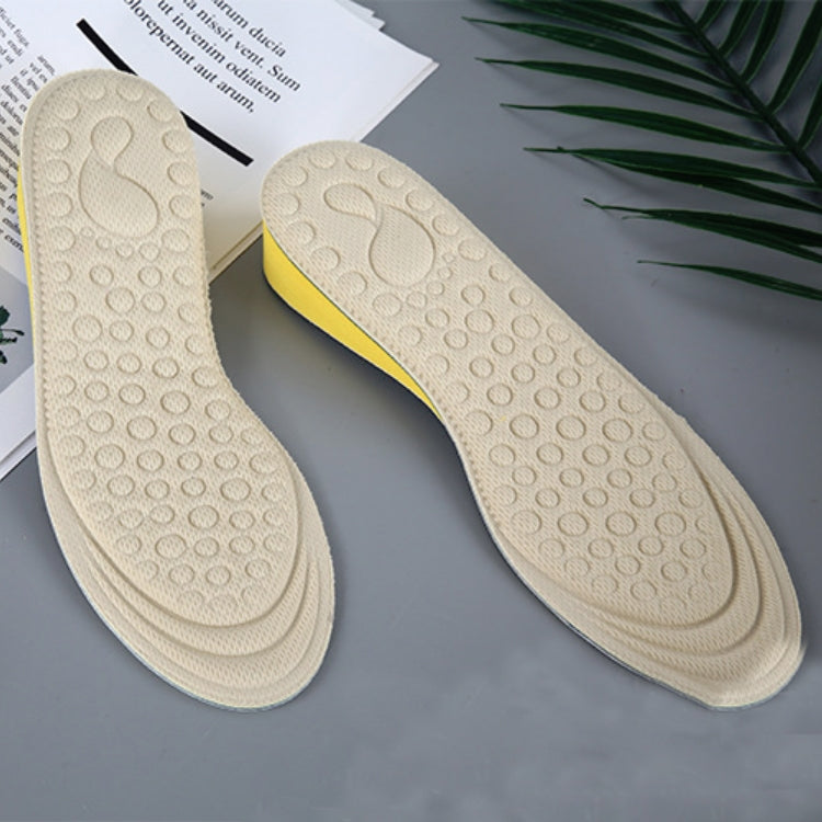 2 Pairs Massage Inner Heightening Insoles Men and Women EVA Breathable Sports Heightening Shoes Full Pad, Size: 39-40