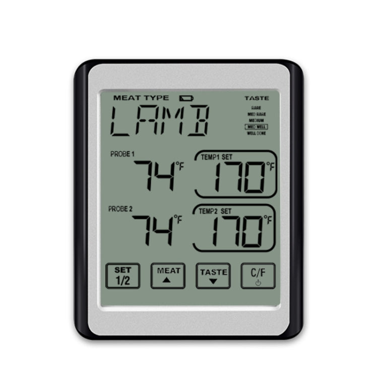 CH-212 Dual Probe Color Screen Smart Alarm Grill Kitchen Thermometer, Color:Orange Backlight
