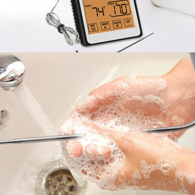 CH-212 Dual Probe Color Screen Smart Alarm Grill Kitchen Thermometer, Color:Orange Backlight