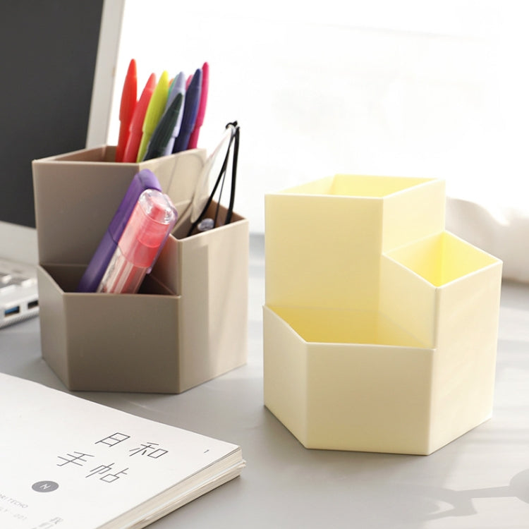 4 PCS Multifunctional Storage Box Hexagonal Pen Holder Plastic Desktop Student Office Supplies Random Colour