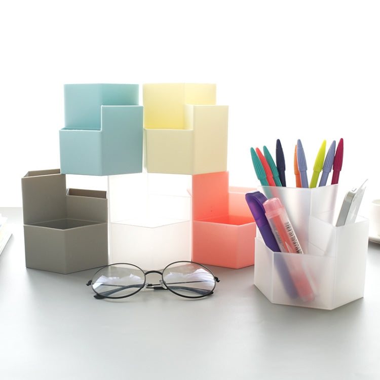 4 PCS Multifunctional Storage Box Hexagonal Pen Holder Plastic Desktop Student Office Supplies Random Colour