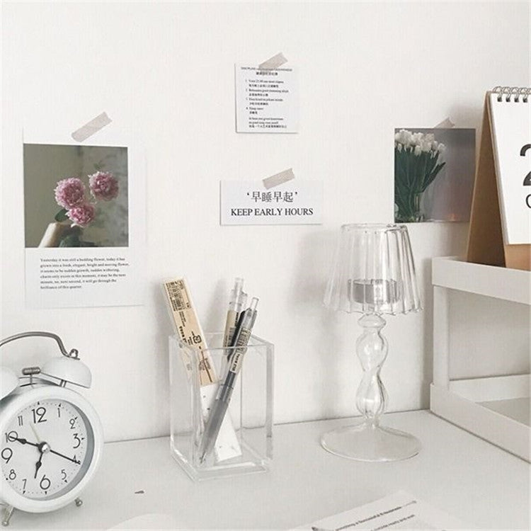 2 PCS Transparent Acrylic Pen Holder Student Office Desktop Storage Box