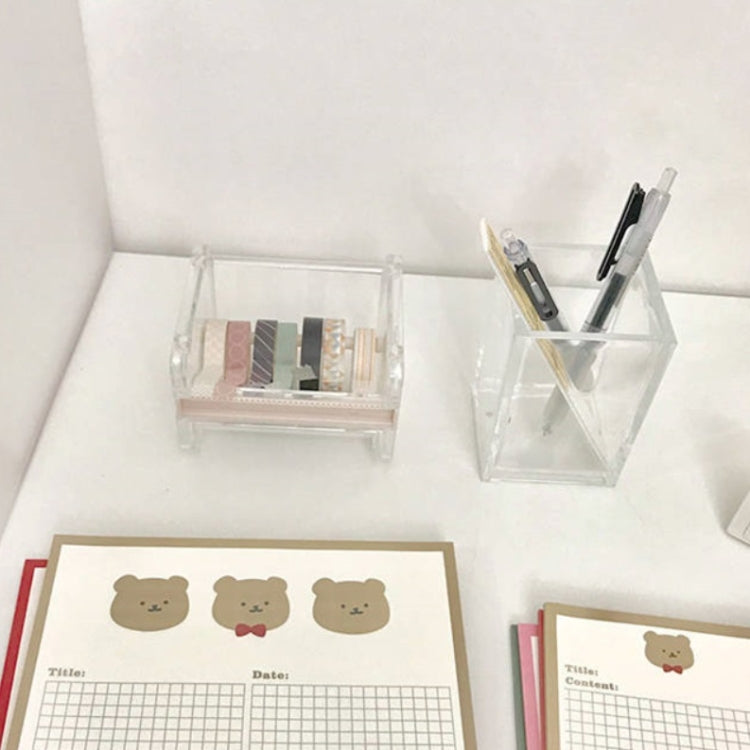 2 PCS Transparent Acrylic Pen Holder Student Office Desktop Storage Box