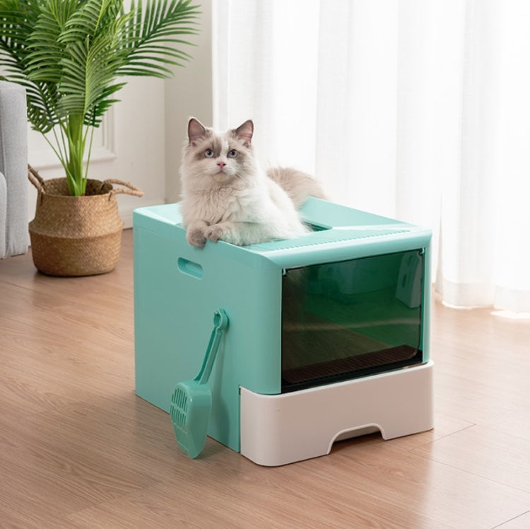 Fully Enclosed Drawer Type Cat Litter Box Pet Toilet with Shovel
