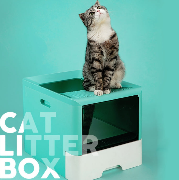 Fully Enclosed Drawer Type Cat Litter Box Pet Toilet with Shovel