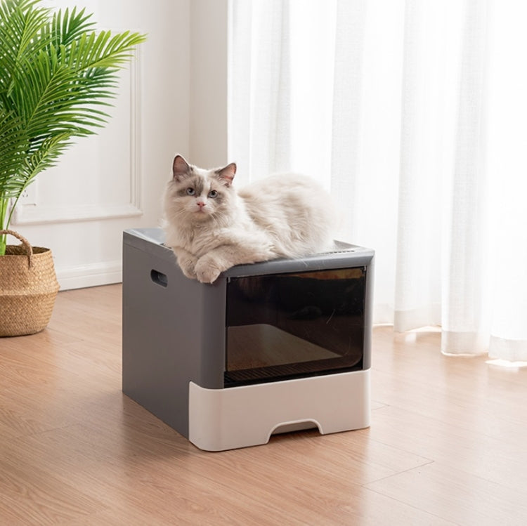 Fully Enclosed Drawer Type Cat Litter Box Pet Toilet with Shovel