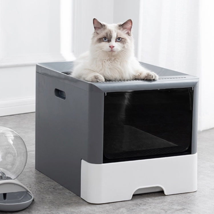 Fully Enclosed Drawer Type Cat Litter Box Pet Toilet with Shovel