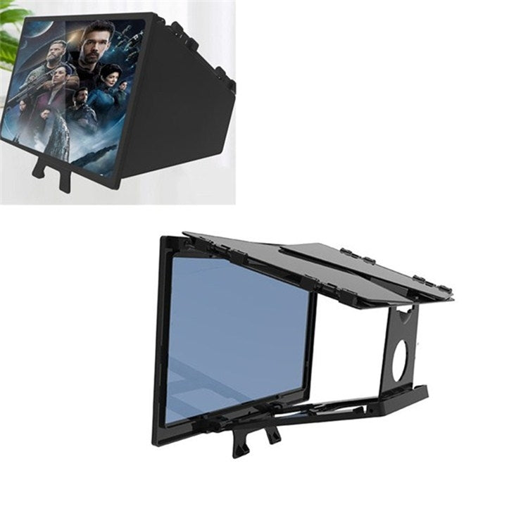 F13 12 inch Mobile Phone Screen Amplifier Foldable Three-sided Shading HD Blu-ray 3D Video Amplifier