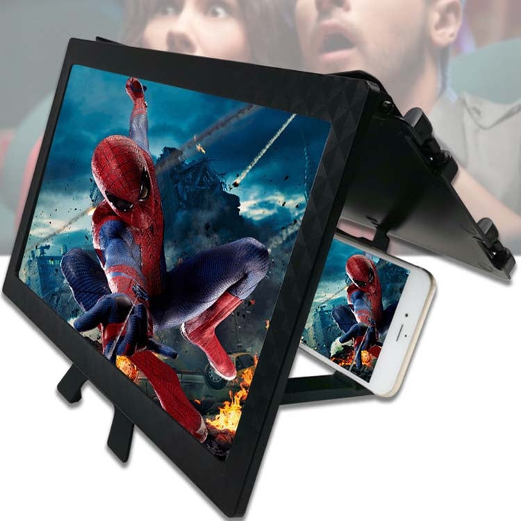 F13 12 inch Mobile Phone Screen Amplifier Foldable Three-sided Shading HD Blu-ray 3D Video Amplifier