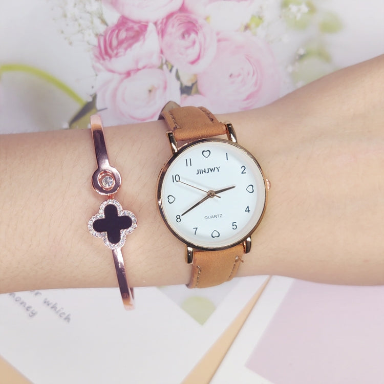 2 PCS JINJWY J605 Small Dial Watch Female Student Simple Retro Watch