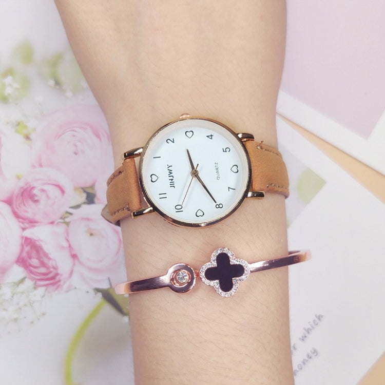 2 PCS JINJWY J605 Small Dial Watch Female Student Simple Retro Watch