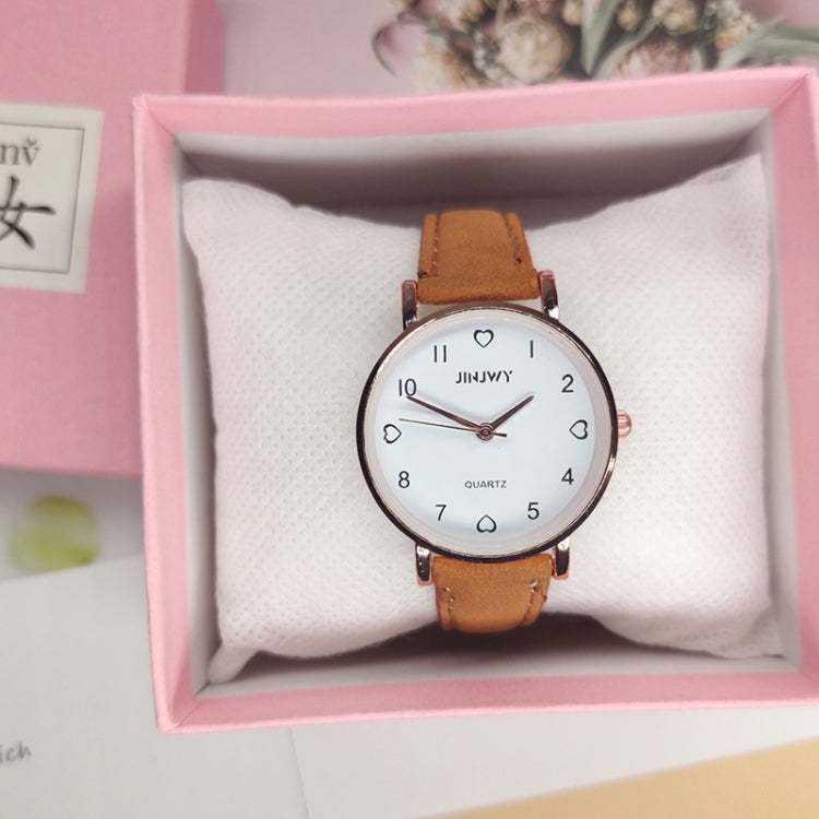 2 PCS JINJWY J605 Small Dial Watch Female Student Simple Retro Watch