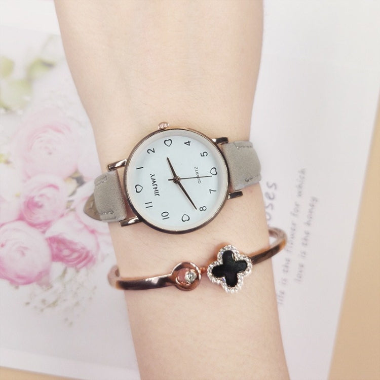 2 PCS JINJWY J605 Small Dial Watch Female Student Simple Retro Watch