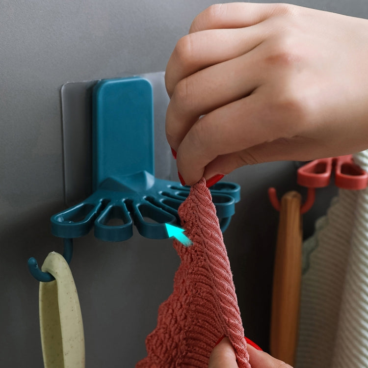 10 PCS Flower-shaped Rag Rack Kitchen With Hook Storage Rack Wall Hanging Free Punching Spatula Spoon Rack Random Color Delivery