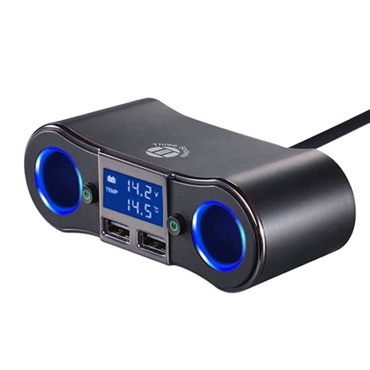 ZNB02 Car Charger Dual USB Car Cigarette Lighter(Blue Light)