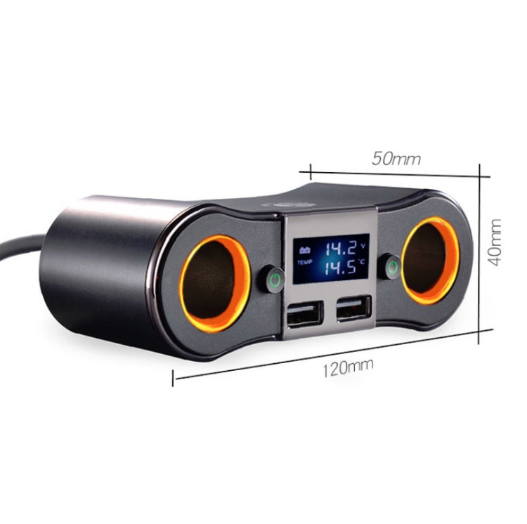 ZNB02 Car Charger Dual USB Car Cigarette Lighter(Blue Light)