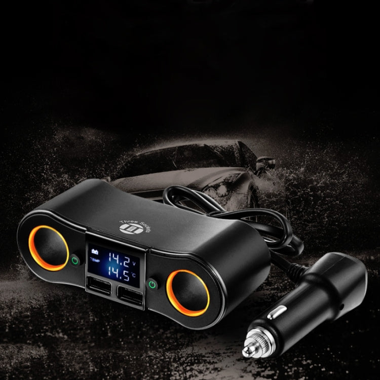 ZNB02 Car Charger Dual USB Car Cigarette Lighter(Blue Light)