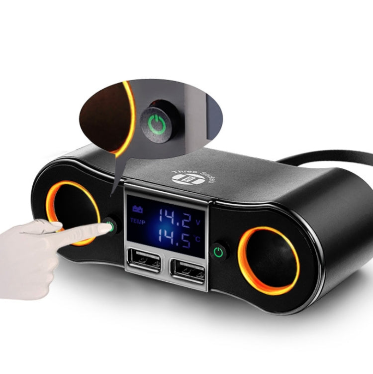 ZNB02 Car Charger Dual USB Car Cigarette Lighter(Blue Light)