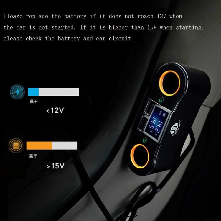 ZNB02 Car Charger Dual USB Car Cigarette Lighter(Blue Light)