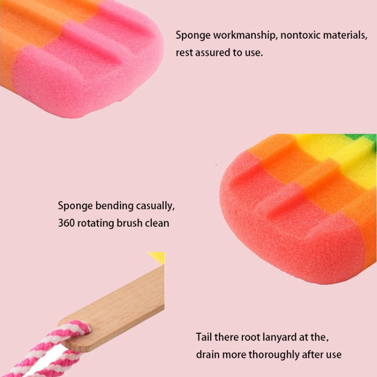 3 PCS Creative Ice Cream Shape Kitchen Sponge Wipe Stick Ice Sponge Brush Kitchen Dishwashing Sponge Scouring Pad(Yellow pink)