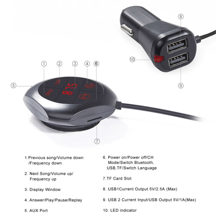 Car Bluetooth MP3 Player FM Transmitter(Black)