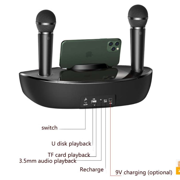 SDRD ST2020 Outdoor Portable Family KTV Live Singing Wireless Bluetooth Speaker Dual Microphone