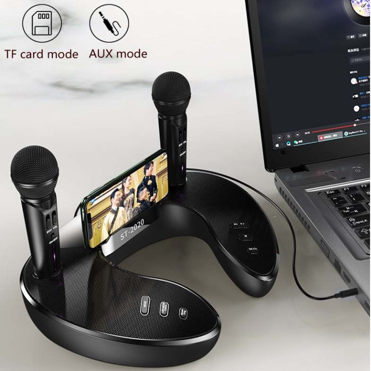 SDRD ST2020 Outdoor Portable Family KTV Live Singing Wireless Bluetooth Speaker Dual Microphone